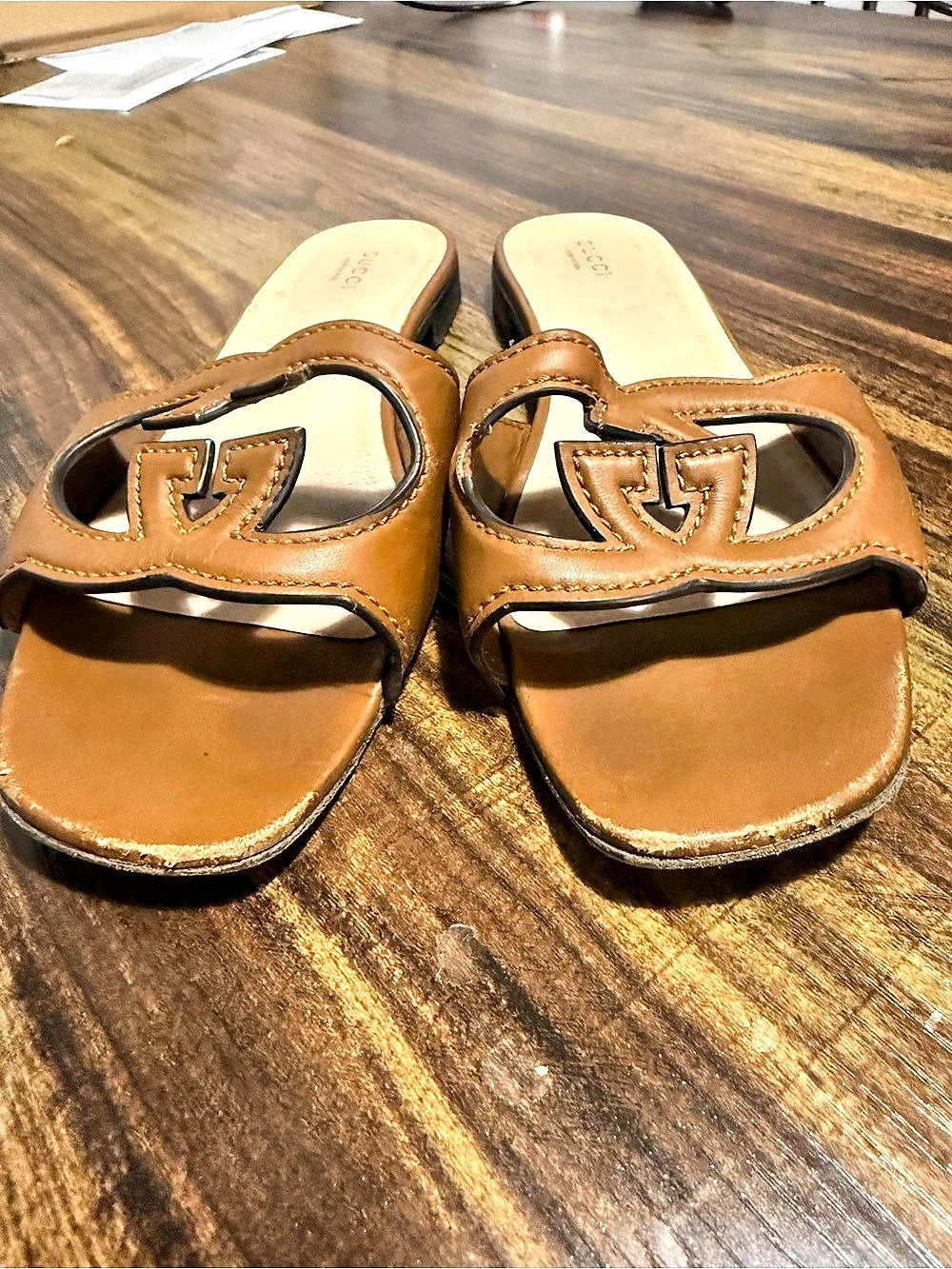 Gucci Interlocking G cut-out slide sandal Sandals Brown EU 40